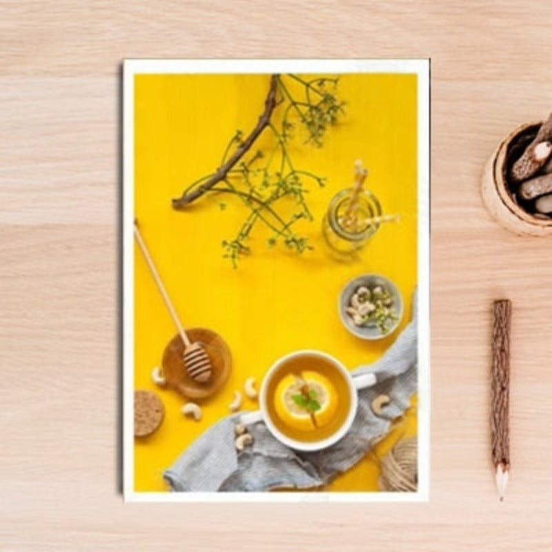 Food Tea Poster Life Quote Yellow Background - Canvas Wall Art Painting | Bowlift