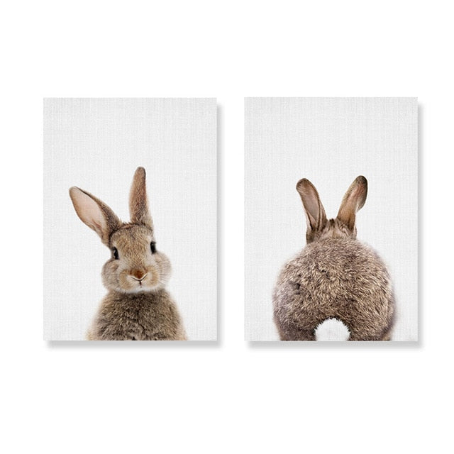 Rabbit BunnyTail Woodland Animal - Canvas Wall Art Painting | Bowlift