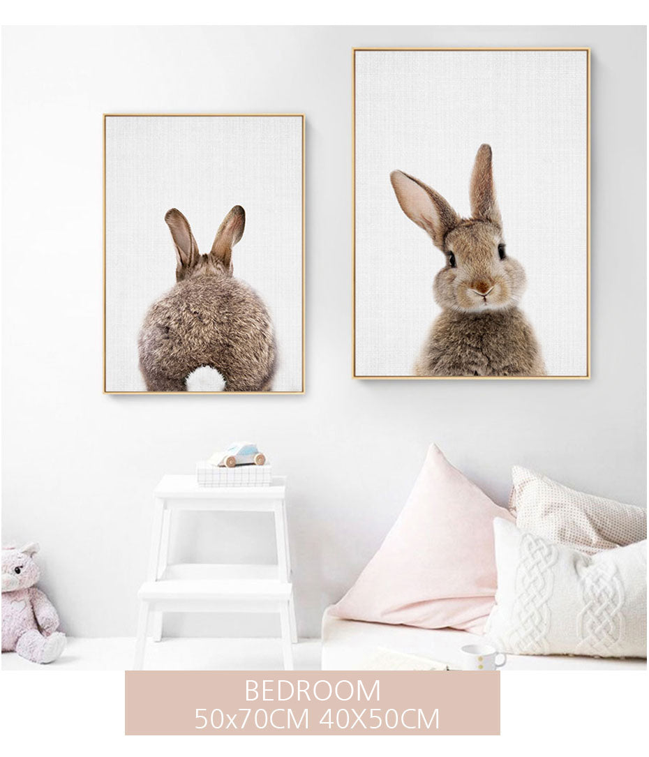Rabbit BunnyTail Woodland Animal - Canvas Wall Art Painting | Bowlift