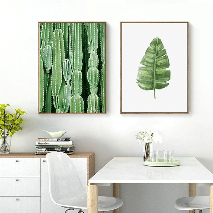 Scandinavian Cactus Green Leaf Life Quote Nordic - Canvas Wall Art Painting | Bowlift