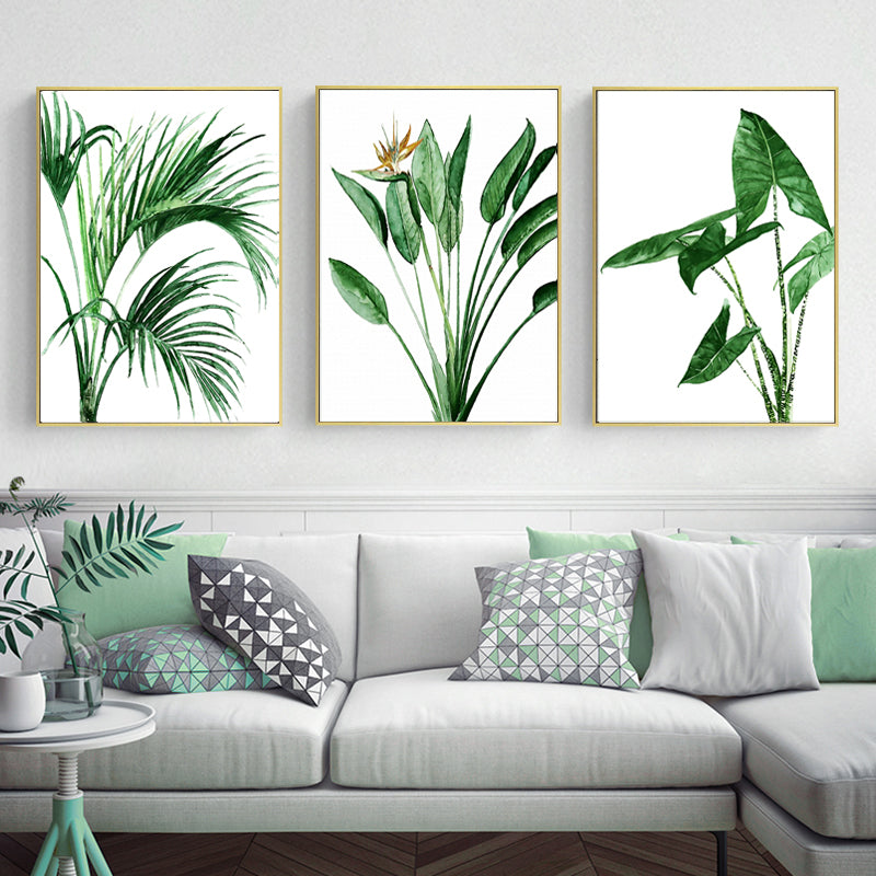 Modern Scandinavian Alocasia Leaves - Canvas Wall Art Painting | Bowlift