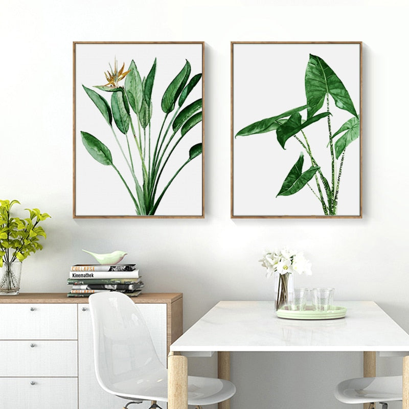 Modern Scandinavian Alocasia Leaves - Canvas Wall Art Painting | Bowlift
