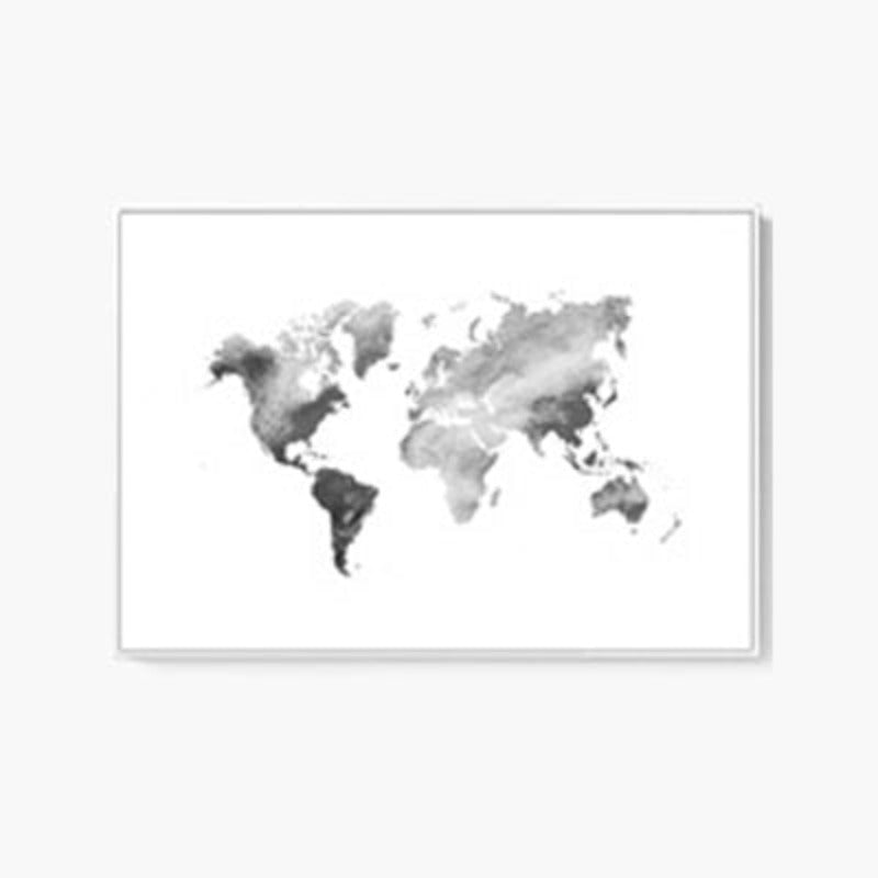Modern Travel City Scene World Map  - Canvas Wall Art Painting | Bowlift