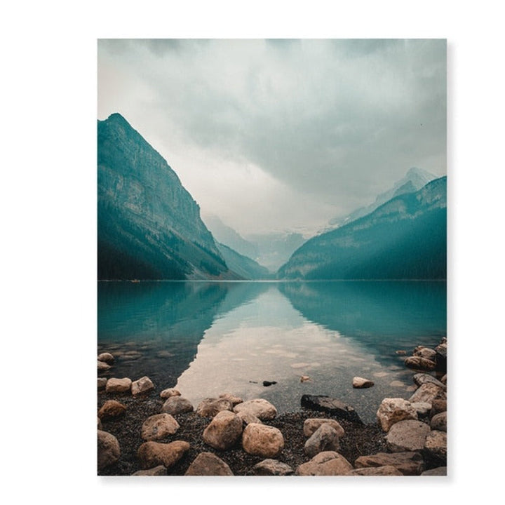 Scandinavian Landscape Geometry Abstract - Canvas Wall Art Painting | Bowlift