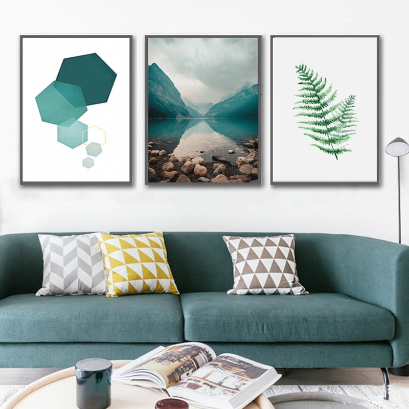 Scandinavian Landscape Geometry Abstract - Canvas Wall Art Painting | Bowlift