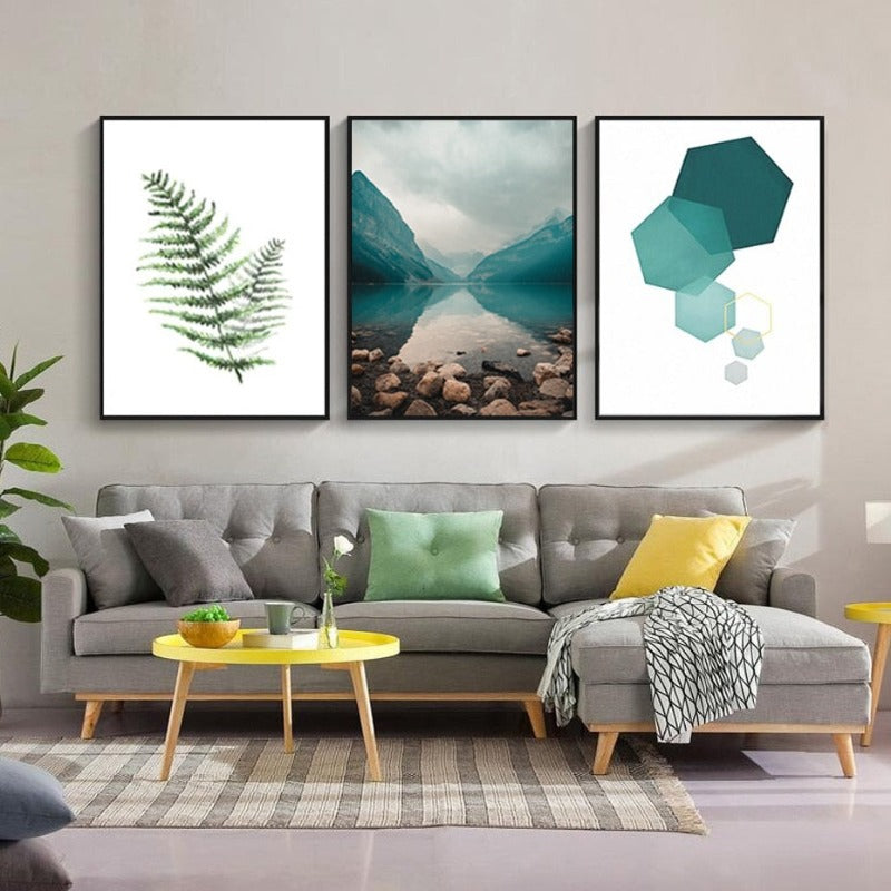 Scandinavian Landscape Geometry Abstract - Canvas Wall Art Painting | Bowlift