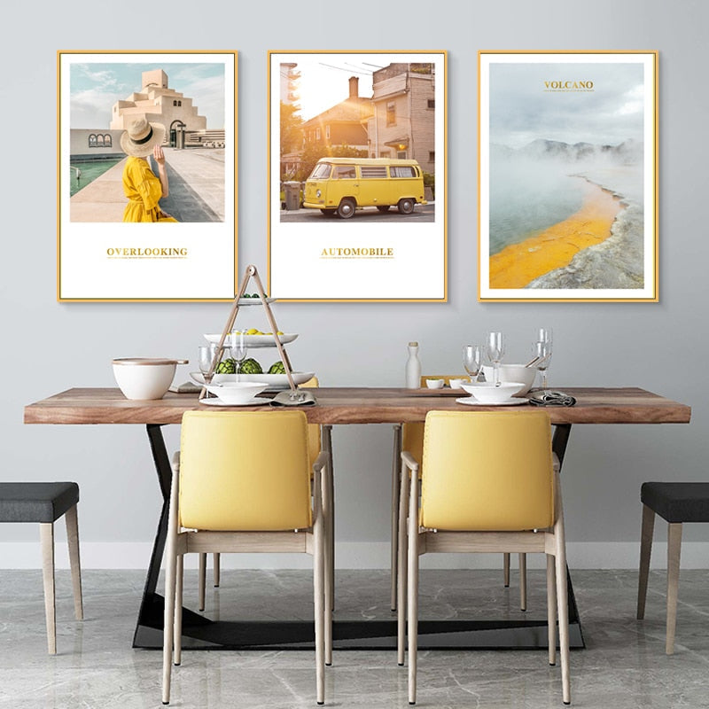 Modern Yellow Landscape Wall Art Poster - Canvas Wall Art Painting | Bowlift