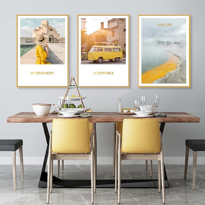 Modern Yellow Landscape Wall Art Poster - Canvas Wall Art Painting | Bowlift