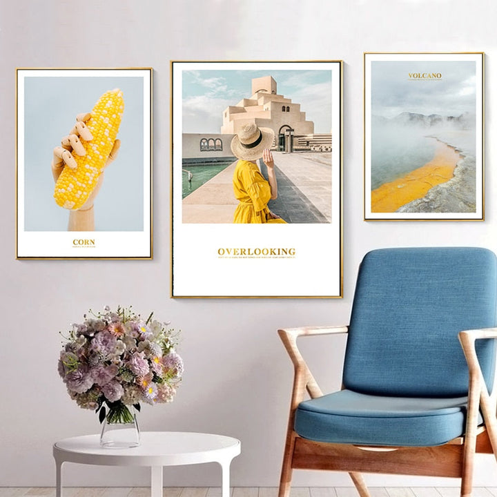 Modern Yellow Landscape Wall Art Poster - Canvas Wall Art Painting | Bowlift