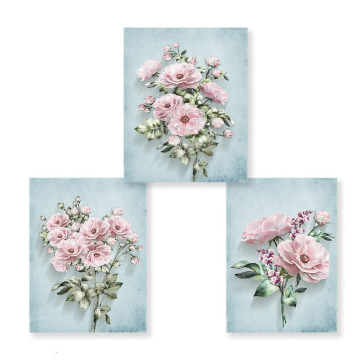 Modern Pastoral Pink Flowers - Canvas Wall Art Painting | Bowlift