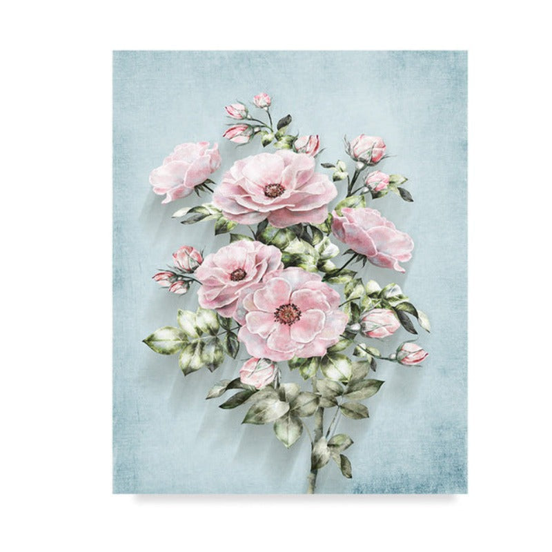 Modern Pastoral Pink Flowers - Canvas Wall Art Painting | Bowlift