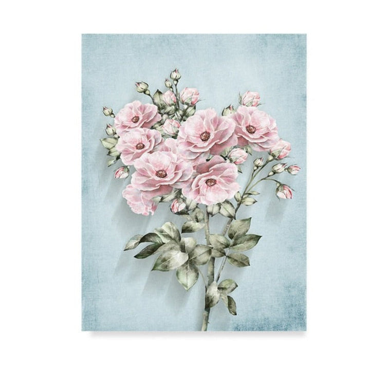 Modern Pastoral Pink Flowers - Canvas Wall Art Painting | Bowlift