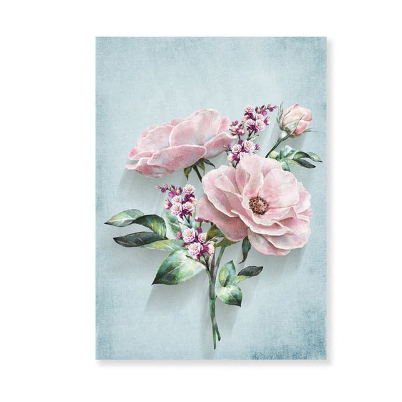 Modern Pastoral Pink Flowers - Canvas Wall Art Painting | Bowlift
