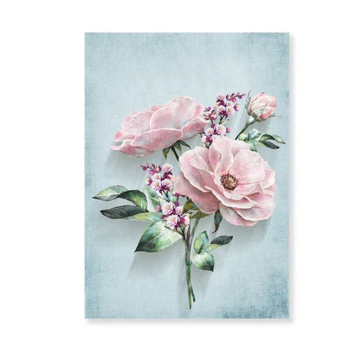 Modern Pastoral Pink Flowers - Canvas Wall Art Painting | Bowlift