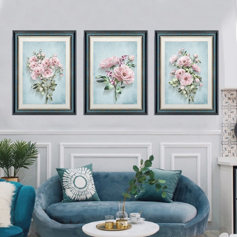 Modern Pastoral Pink Flowers - Canvas Wall Art Painting | Bowlift