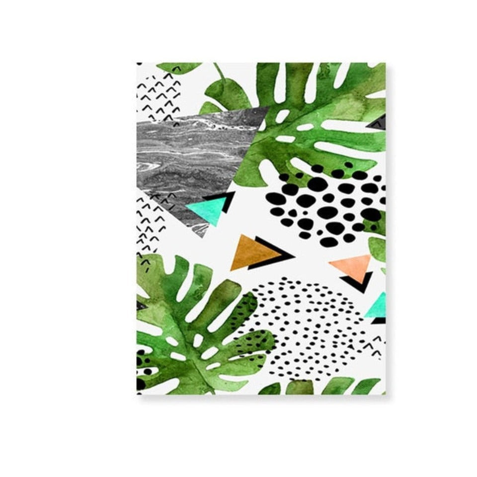 Scandinavia Tropical Green Leaf Nature Pictures - Canvas Wall Art Painting | Bowlift