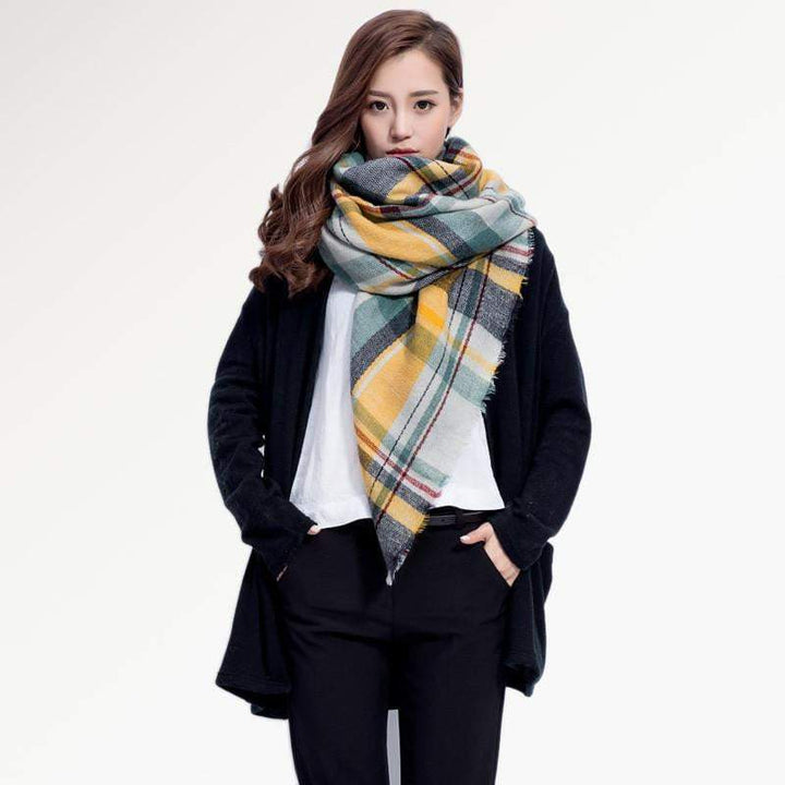 BowLift | Brand Women Winter Plaid Square Knitted Scarf
