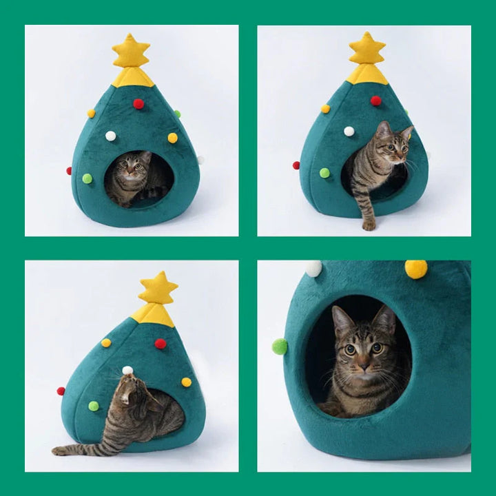 Cat Bed Christmas Tree – CozyTree Haven Bowlift