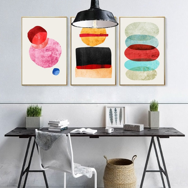 Watercolor Abstract Geometric - Canvas Wall Art Painting | Bowlift