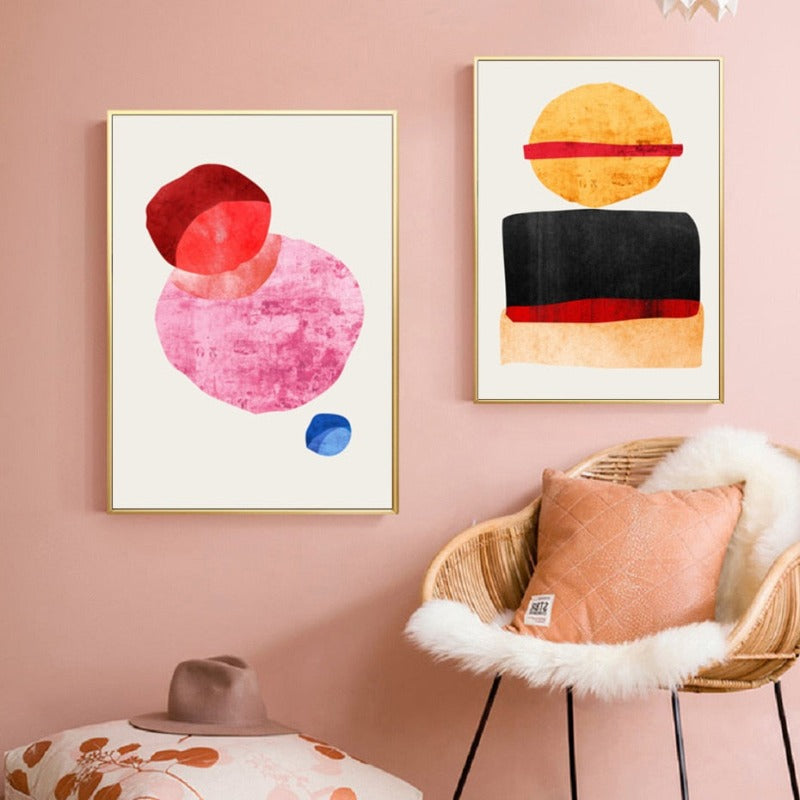 Watercolor Abstract Geometric - Canvas Wall Art Painting | Bowlift
