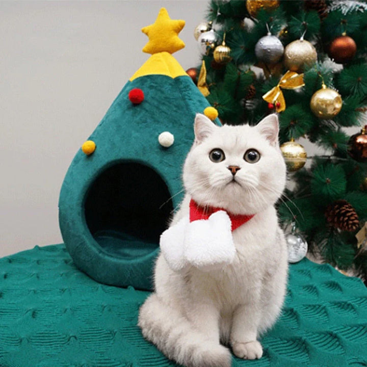 Cat Bed Christmas Tree – CozyTree Haven Bowlift