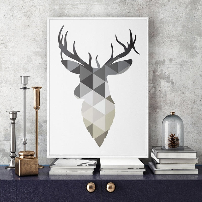 Geometric Deer Faith Quote - Canvas Wall Art Painting | Bowlift