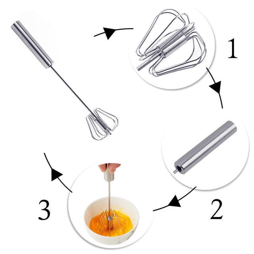 Kitchen Semi-automatic Egg Beater Stainless Steel Easy Whisk | Bowlift