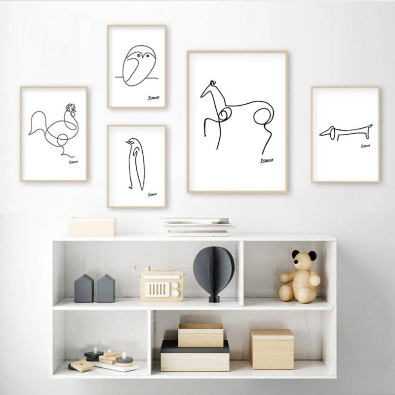 Animals Sketches - Canvas Wall Art Painting | Bowlift