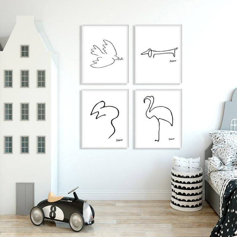 Animals Sketches - Canvas Wall Art Painting | Bowlift