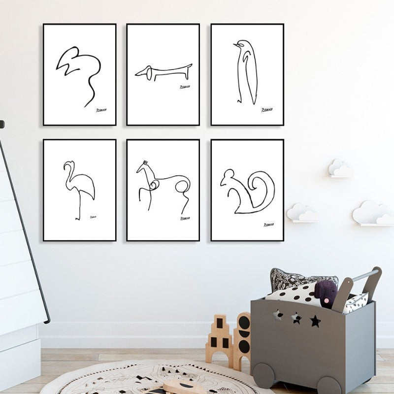 Animals Sketches - Canvas Wall Art Painting | Bowlift