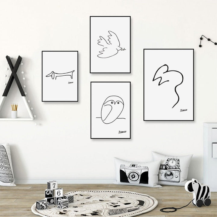 Animals Sketches - Canvas Wall Art Painting | Bowlift