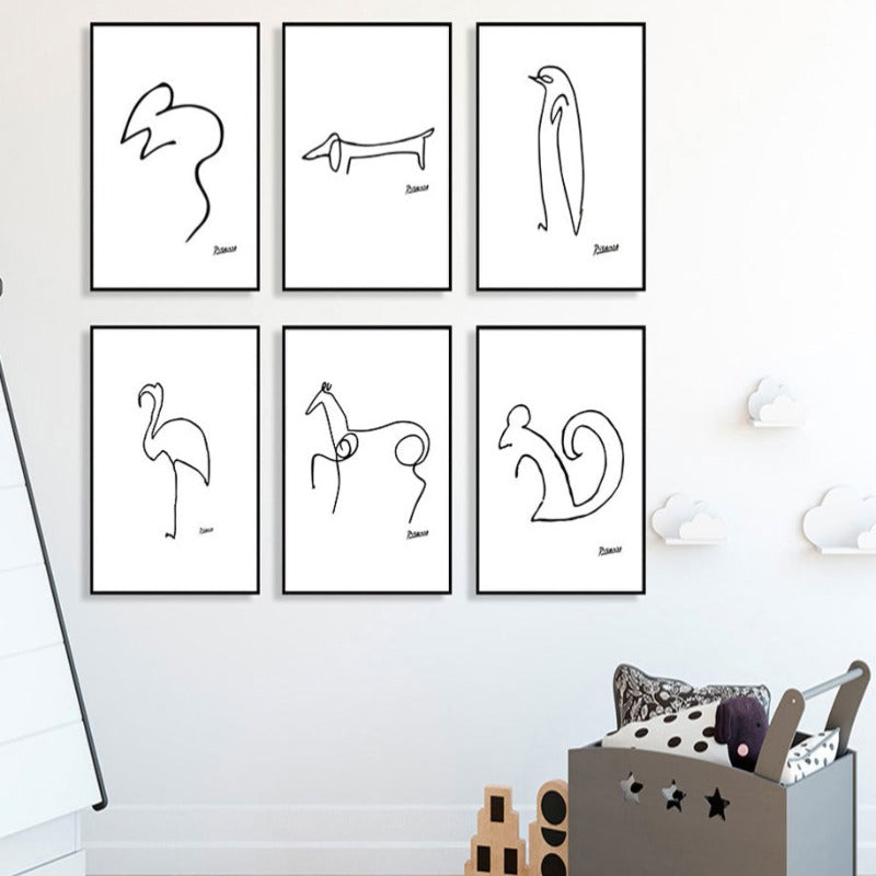 Animals Sketches - Canvas Wall Art Painting | Bowlift