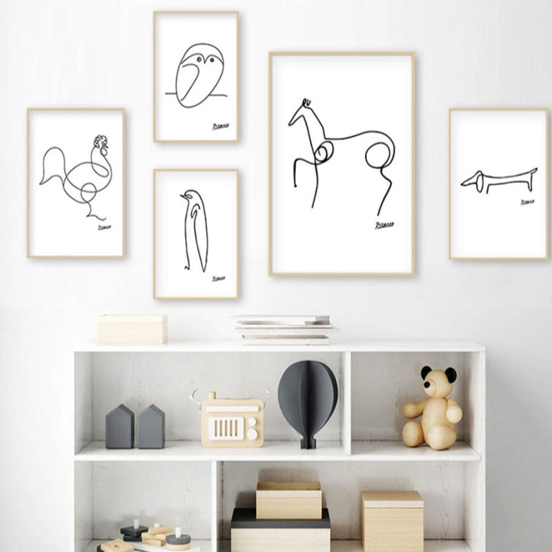 Animals Sketches - Canvas Wall Art Painting | Bowlift