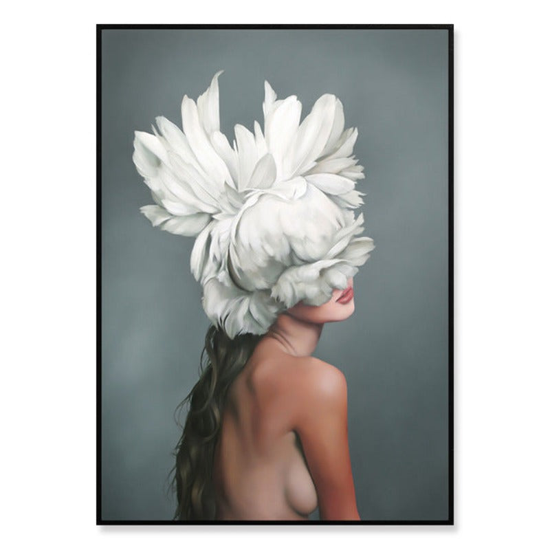Floral Girl Wall Art Pictures Beauty  - Canvas Wall Art Painting | Bowlift