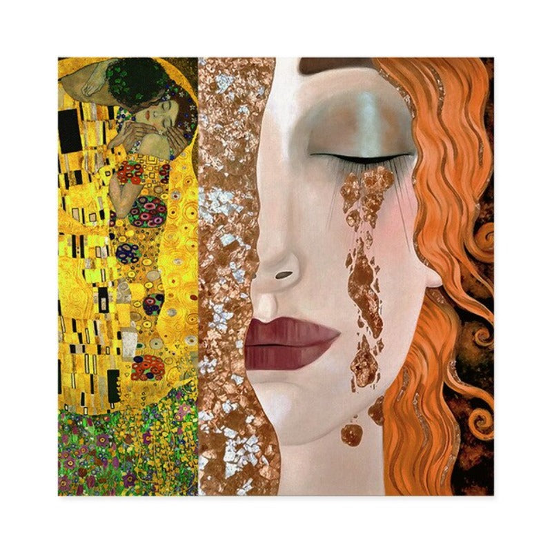 Gustav Klimt Golden Tears and Kiss Girl - Canvas Wall Art Painting | Bowlift