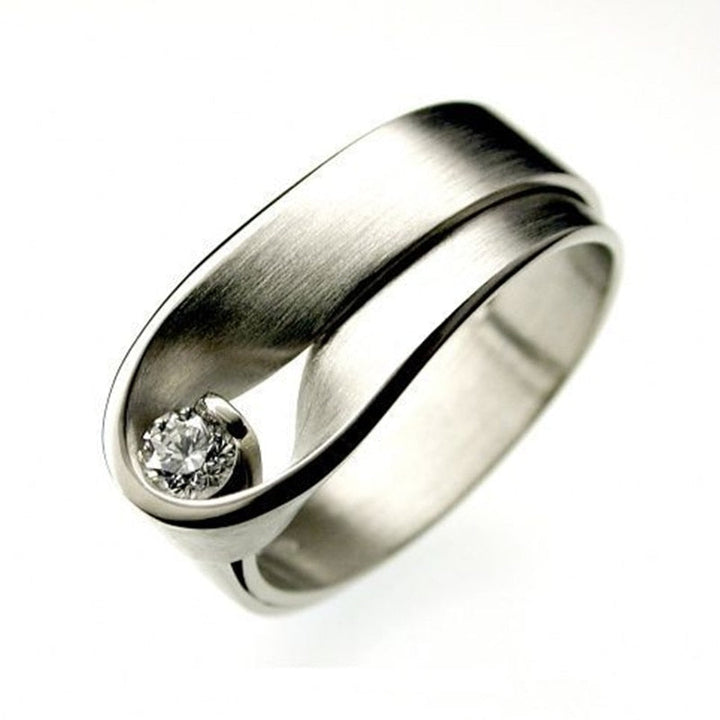 BowLift | Korean New Design Simple Chic Silver Color  White Zircon Ring for Women