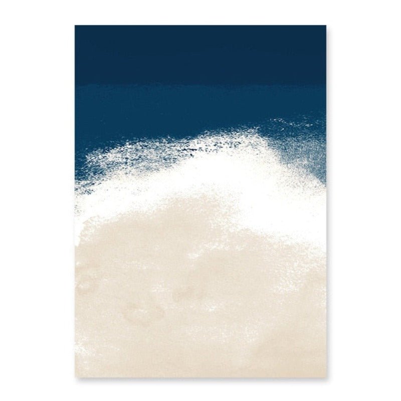 Watercolor Navy Blue Beige Abstract - Canvas Wall Art Painting | Bowlift