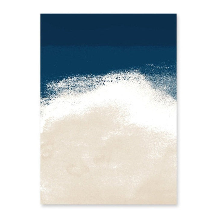 Watercolor Navy Blue Beige Abstract - Canvas Wall Art Painting | Bowlift
