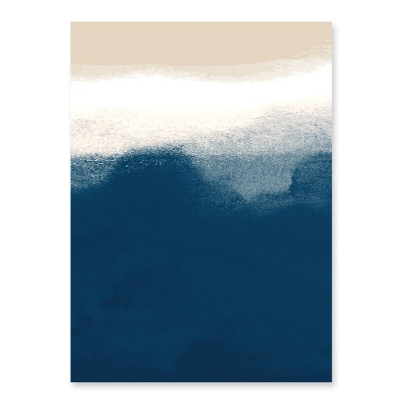 Watercolor Navy Blue Beige Abstract - Canvas Wall Art Painting | Bowlift