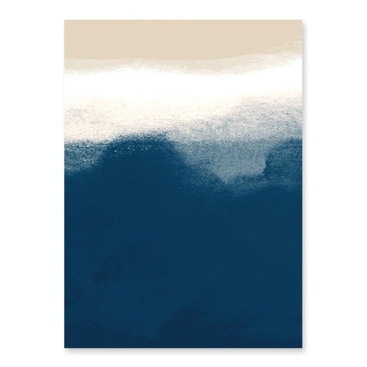 Watercolor Navy Blue Beige Abstract - Canvas Wall Art Painting | Bowlift