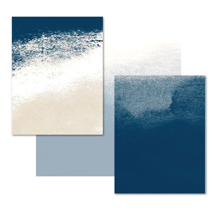 Watercolor Navy Blue Beige Abstract - Canvas Wall Art Painting | Bowlift