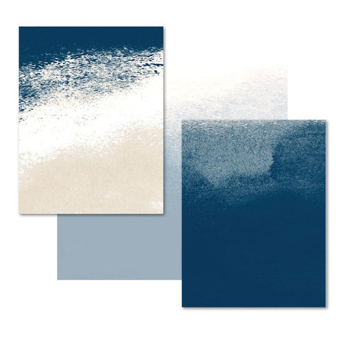 Watercolor Navy Blue Beige Abstract - Canvas Wall Art Painting | Bowlift