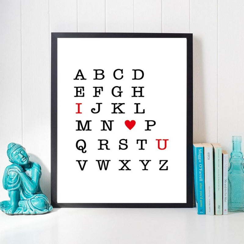I Love You ABC Alphabet Nursery Decor Wall Art DIY - Canvas Wall Art Painting | Bowlift