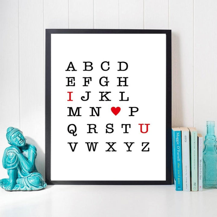 I Love You ABC Alphabet Nursery Decor Wall Art DIY - Canvas Wall Art Painting | Bowlift