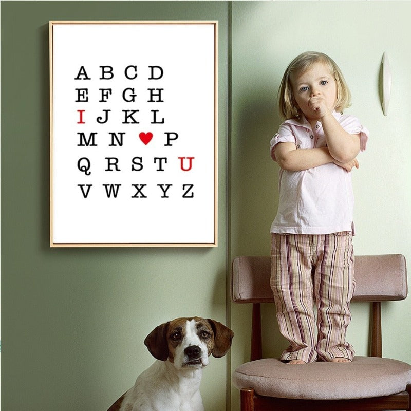 I Love You ABC Alphabet Nursery Decor Wall Art DIY - Canvas Wall Art Painting | Bowlift
