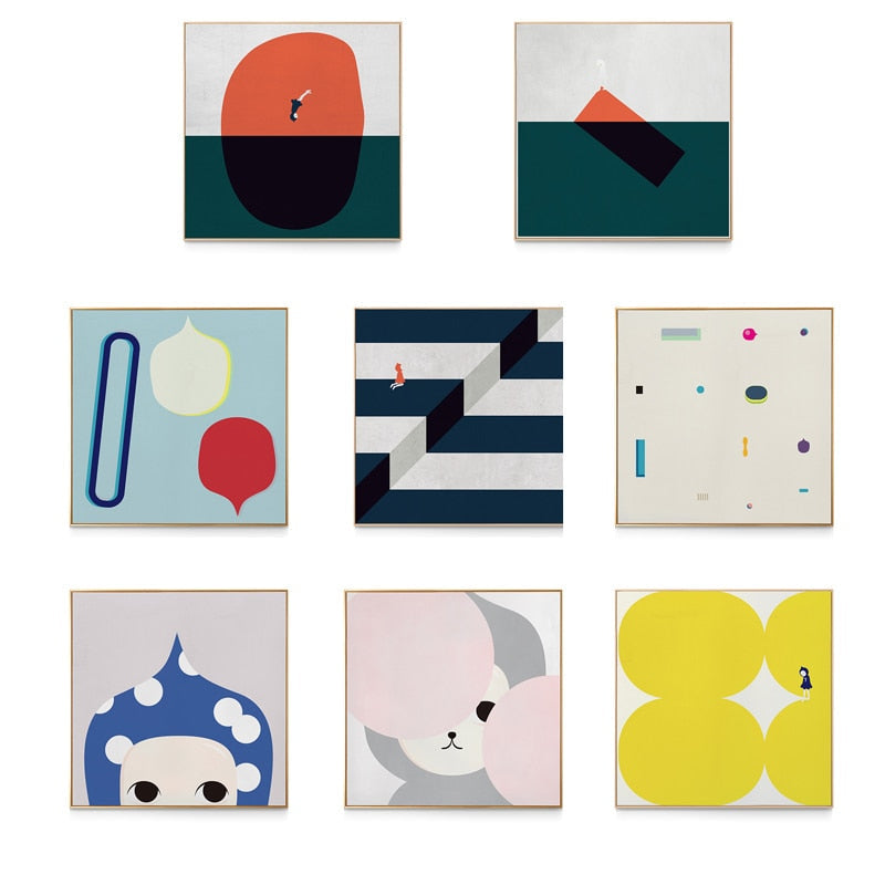 Nursery Cartoon Prints Wall Art - Canvas Wall Art Painting | Bowlift