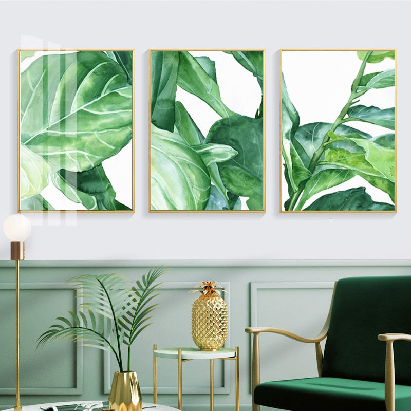Modern Nordic Natural Tropical Leaves - Canvas Wall Art Painting | Bowlift
