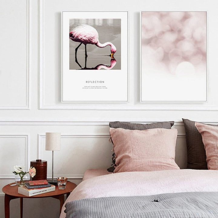 Flamingo Reflection - Canvas Wall Art Painting | Bowlift