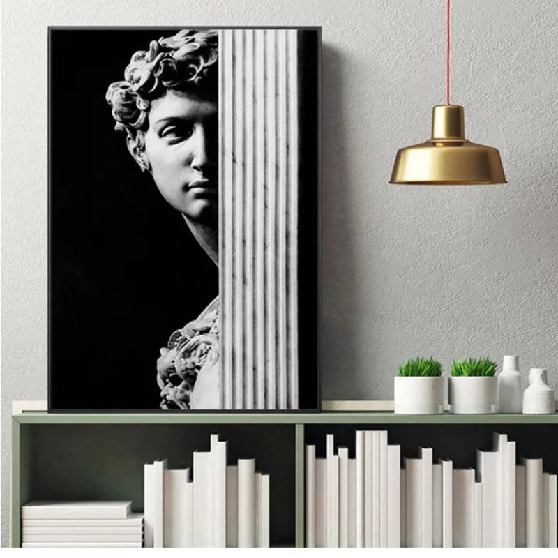 Vintage David Figure Sculpture - Canvas Wall Art Painting | Bowlift