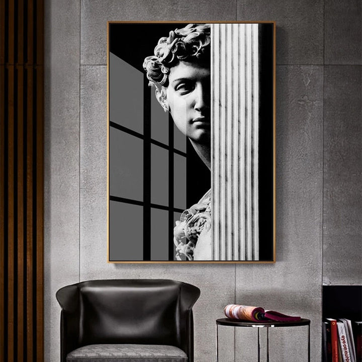 Vintage David Figure Sculpture - Canvas Wall Art Painting | Bowlift